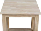 HomeStock Asian Tall End Table, Solid Parawood, 32 lbs, Butcher Block Surface - Image 2