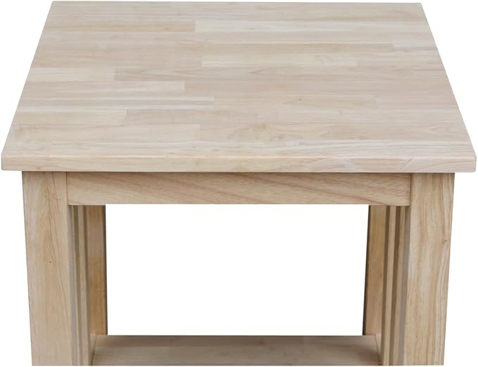HomeStock Asian Tall End Table, Solid Parawood, 32 lbs, Butcher Block Surface - Image 2