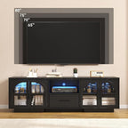 70" LED TV Stand with Storage for 75/80" TVs, Faux Marble Entertainment Center - Image 5