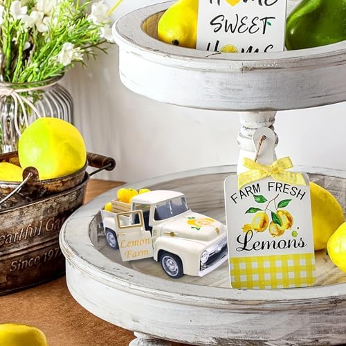 Lemon Decor Vintage Truck Decor Mini Lemons & Wooden Crate, Cream - Image 5