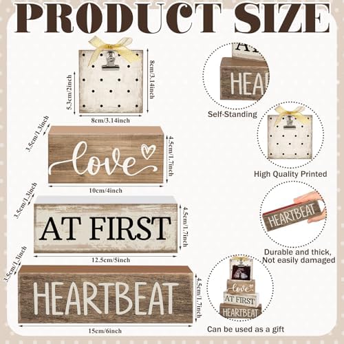 CroBlissful 4 Pcs Ultrasound Picture Frame Gender Reveal Gifts for Parents Wooden Sonogram Pregnancy Keepsake Love at First Heartbeat Pregnancy Gifts for Expecting Dad Mom, Baby Shower Decor - Image 4