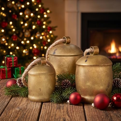Rowfad Christmas Bells for Decoration, Hanging Gold Cow Bells with Rope - Image 7
