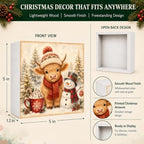 Christmas Highland Cow Decorations Snowman Pine Tree Wooden Box Sign - Image 4