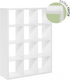 Furinno Cubicle Book Shelf, 12-Cube Bookshelf, Extra Thick Frame Reversible - Image 5