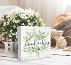 SRADMO Inspirational Botanical Eucalyptus Leaves Wood Box Sign Desk Decor, Green Rustic Eucalyptus Leaves Wooden Block Box Sign Decor for Home Office Shelf Table Decorative Accessories - Image 3
