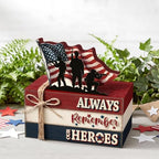 Geelin 4 Pcs Veterans Day Patriotic Table Decoration Wooden Book Stack Sign - Image 6