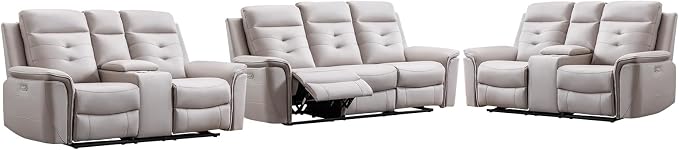 ANJ 3-Piece Faux Leather Power Recliner Sofa Set - Image 8