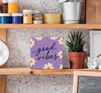 SRADMO Retro Purple Floral Inspirational Wood Box Sign Desk Decor - Image 4