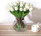 White Artificial Tulips, 20 Pcs PU Real Touch Faux Flowers - Image 4