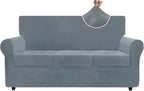 ZNSAYOTX Luxury Velvet Couch Cover 4 Piece Stretch Sofa Covers by ZNSAYOTX