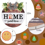 HOMCDALY Interchangeable Welcome Sign for Front Door with 14 Changeable Icons, Door Wreaths for Front Door with 12 LED Lights, Farmhouse Rustic Welcome Door Hanger Wall Sign, Porch Decorations(White) - Image 3