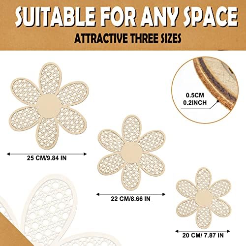 Maitys 3 Pcs Boho Daisy Flower Wall Decor Nursery Art, Wooden Color - Image 2