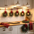 6 Pcs Small 4th of July Hanging Wreaths for Cabinets Patriotic Mini Candle Ring Wreath with Red White Blue Flowers (6, Burgundy Bow Cedar Red Berries) - Image 2