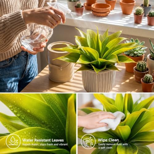 Artificial Agave 14.2In Fake Plant 2Pack, Yellow - Image 3