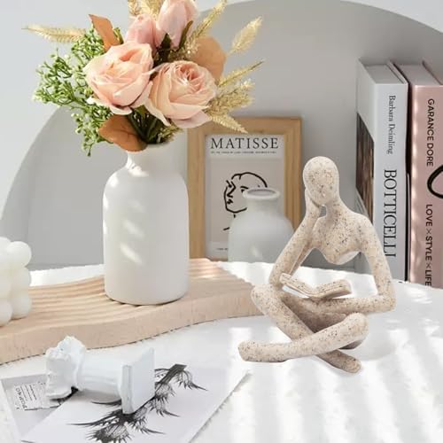 Jinkoozz Reading Women Statue, Thinker Sculptures, Abstract Art Ornament, Modern Aesthetic Figurine Decoration, Suitable for Home Living Room Bedroom Office Shelf Table Desk Bookshelf Decor - Image 4
