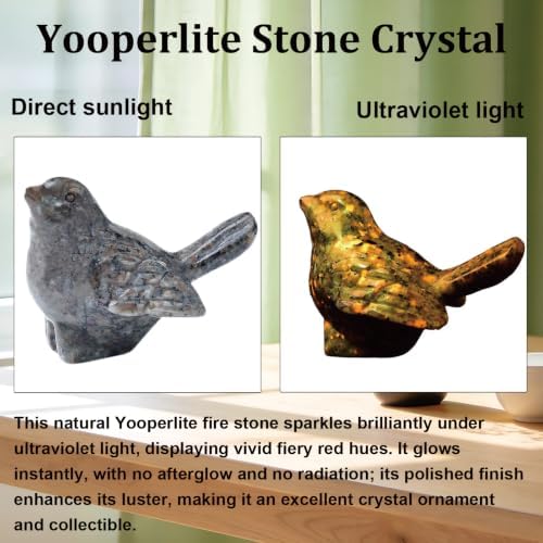 Natural Flame Stone Crystal Bird Figurine, Animal Home Decor - Image 3