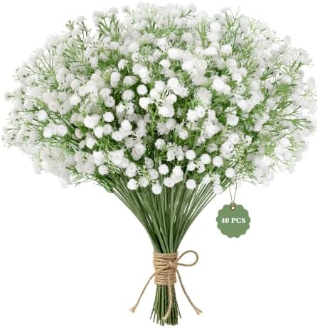 40 Pcs Babys Breath Artificial Flowers,Baby Breath Flowers Artificial Bulk by YOGJKI