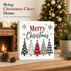 Christmas Decorations Plaid Tree Merry Christmas Wood Box Sign - Image 2
