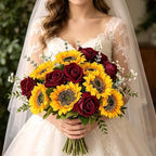 24PCS Fake Rustic Flowers Artificial Fall Sunflowers and Roses - Image 4