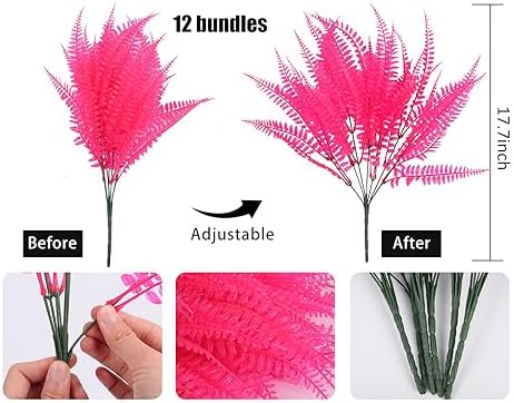 RECUTMS Artificial Boston Ferns,12 Bundles Faux Greenery Ferns - Image 2