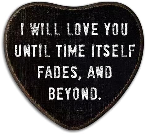 Gothic Wall Decor - I Will Love You - Black Heart Wooden Wall Art Decor by AKTFV