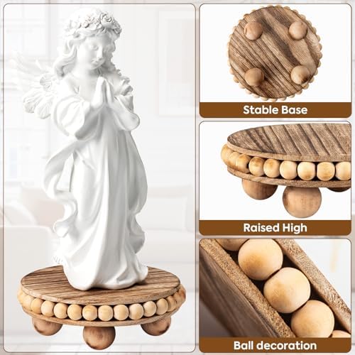 HouseJoy 2pcs Wood Risers for Display, Round Stand for Distressed Decor - Image 4