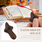 zyphonic Pocket Wooden Cross, Black Walnut with Heart Design, Religious Comfort Gift with Organza Bags Christian Encouragement Gift Handheld Stress Relief (10) - Image 3