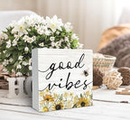 SRADMO Inspirational Bee and Sunflower Decor Wood Box Sign Desk Decor, Summer Rustic Wooden Block Box Sign Decoration For Home Office Shelf Table Decorative Accessories - Image 3