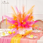 Serwalin 60PCS 17.7" Hot Pink＆Orange＆Yellow Pampas Grass Decor for Home - Image 3