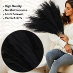 Black Pampas Grass, 9 PCS 37''/3.1FT Tall Fluffy Fake Pompas Floral, Large Artificial Pompous Grass Branches for Floor Vase Fillers, Boho Farmhouse Room Wedding Decor (Black) - Image 5