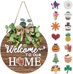Interchange Welcome Sign Front Door Wreaths for Spring Fall Summer Winter by RoseCraft