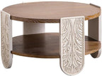 Carved Wooden Retro End Table, Double-Layer Storage Side Table - Image 8