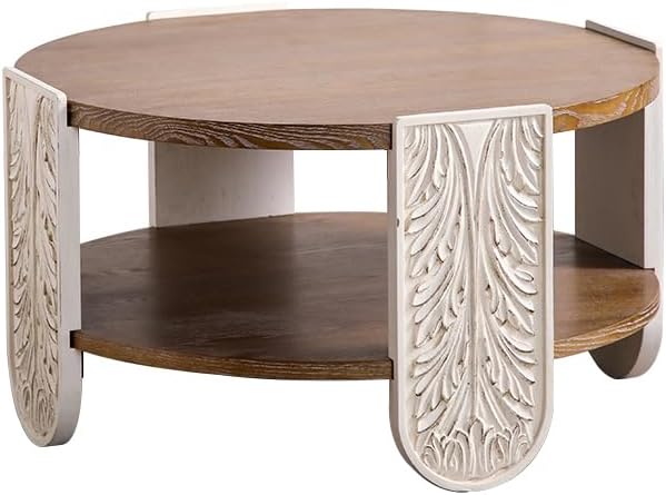 Carved Wooden Retro End Table, Double-Layer Storage Side Table - Image 8