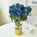 Artificial Rose Flowers 12 Heads 2 Bundles Silk Rose Bouquets, Navy Blue - Image 4