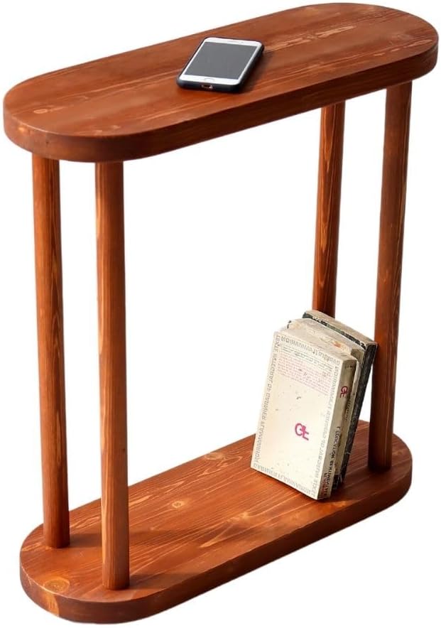 Oval Solid Wood Narrow Side Table, Slim End Table, Small Coffee Table - Image 7