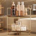FSyueyun 2-Tier Corner Bathroom Counter Organizer, Gold & Brown by FSyueyun