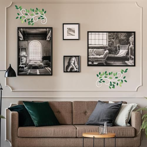 ESTART 2 Pcs Metal Tree Leaf Wall Art Vine Branch Decor, Green - Image 6