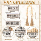 Yuntau 4 Pcs Farmhouse Christian Tabletop Decor Rustic Wood Bead Garland - Image 4