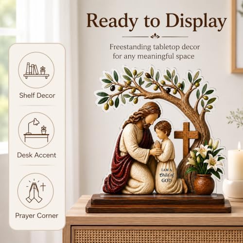 Confirmation Gifts for Boys, Jesus and Child of God Wooden Acrylic Plaque - Image 4