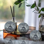 MDLUU 4" Decorative Orbs, Mosaic Sphere Balls, Centerpiece Balls for Bowls, Vases, Dining Table Decor, Pack of 3 (Black Silver) - Image 6