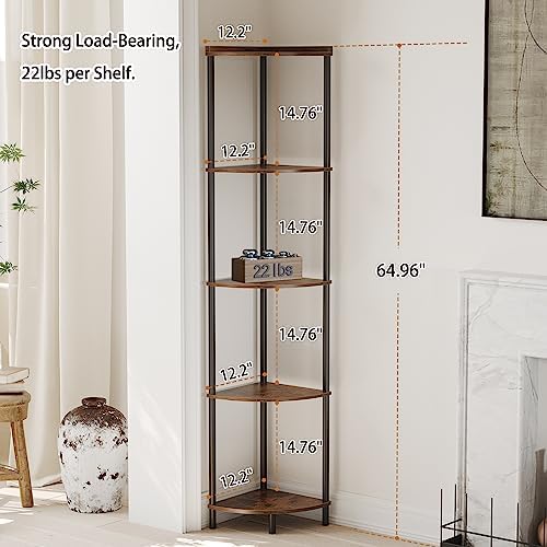 SUNMORY 5 Tier Corner Shelf, 65" Tall Corner Shelves for Living Room Decor - Image 2
