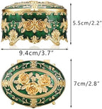 Hipiwe Vintage Jewelry Box Oval Trinket Ring Display Case, Antique Green - Image 3
