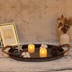 Hipiwe Galvanized Metal Iron Tray Farmhouse Serving Trays with Rope Handle - Image 7