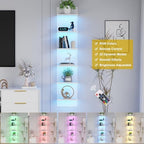 Qupui 6-Tier Wall Shelf with RGB LED, 57" Floating Storage, White - Image 6