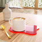 Acrylic Coaster Decorative Plates,Coral Pink Bar Drink Coaster, Clear Cloud Shape Coffee Cup Coaster, Perfect for Tabletop Protection and Accessories Display.(Coral Pink) - Image 2