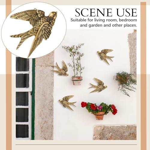 4 Piece Vintage Swallow Wall Decor, 4.7 Inch 3D Resin Bird Art Sculptures - Image 6