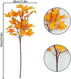 4Pcs Artificial Maple Leaves Branches 21.6in Fake Fall Leaves Stems Plants Outdoor Greenery for Home Kitchen Farmhouse Thanksgiving Table Centerpiece Fireplace Halloween Décor Orange - Image 6