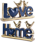 Love Sign Decor,Gold Room Decor Aesthetic, Knick Knack Shelf,Bird Decor, Boho Bookshelf,Abstract Statue,for Living Room,Bedroom, Contemporary Tv Stand Set of 2 (2, Gold Blue) by PlivBloom