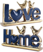 Love Sign Decor,Gold Room Decor Aesthetic, Knick Knack Shelf,Bird Decor, Boho Bookshelf,Abstract Statue,for Living Room,Bedroom, Contemporary Tv Stand Set of 2 (2, Gold Blue) by PlivBloom