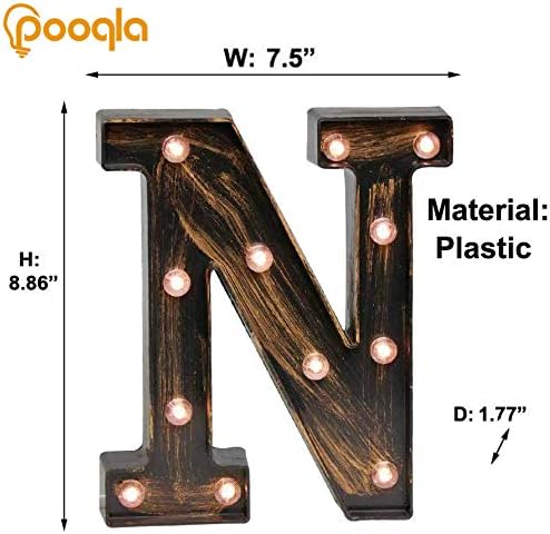 Pooqla Vintage Light Up Marquee Letters with Lights – Illuminated Industrial Style Lighted Alphabet Letter Signs - Coffee Bar Apartment Bedroom Wall Home Initials Decor A-Z - Image 4